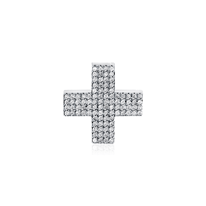 Крест с бриллиантами из белого золота 585 пробы (арт. 64281)