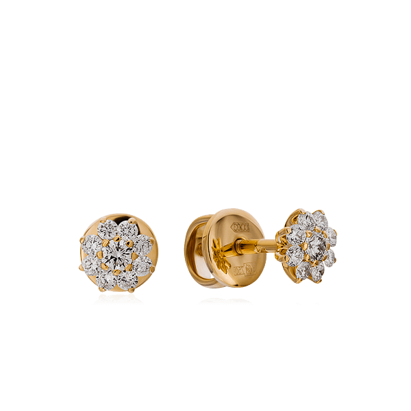 Серьги пусеты с бриллиантами из желтого золота 750 пробы (арт. 41251)