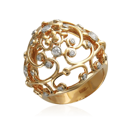 Кольцо с бриллиантами из красного золота 585 из коллекции Византия (Bergio) (арт. 11030)