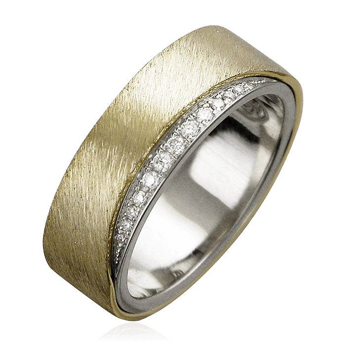 Обручальное кольцо с бриллиантами из комбинированного золота 585 пробы (арт. 61555)