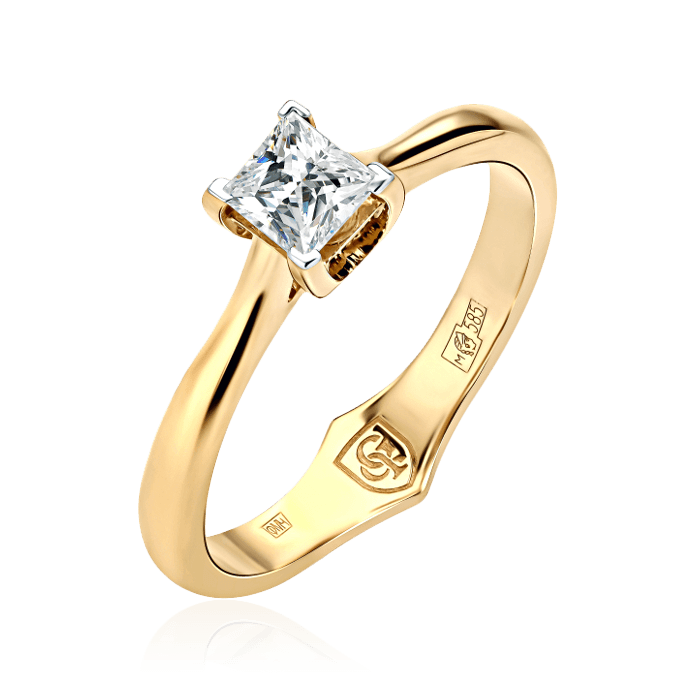 Кольцо с бриллиантами из желтого золота 585, фото № 1