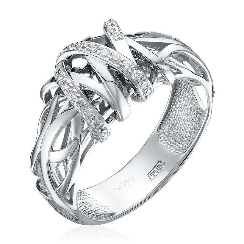 Кольцо с бриллиантами из белого золота 585, фото № 1