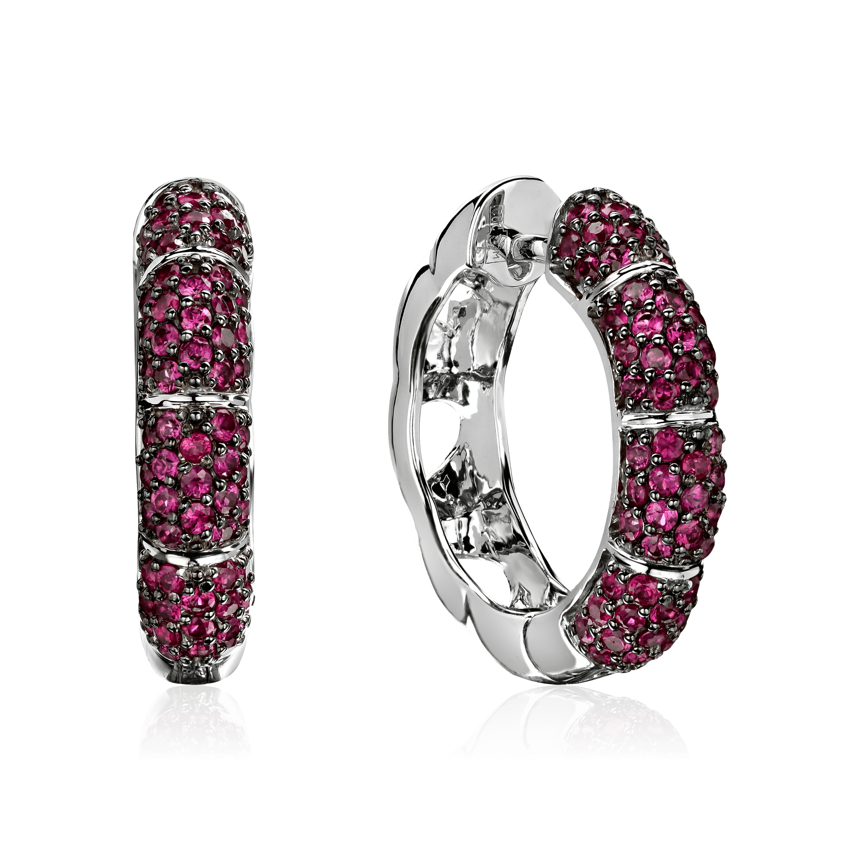 Серьги с рубином из белого золота 585 пробы, фото № 1