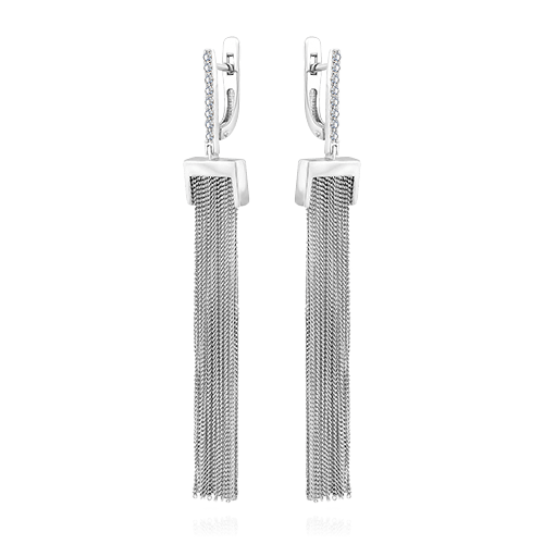Серьги с бриллиантами из белого золота 585 пробы (арт. 59769)