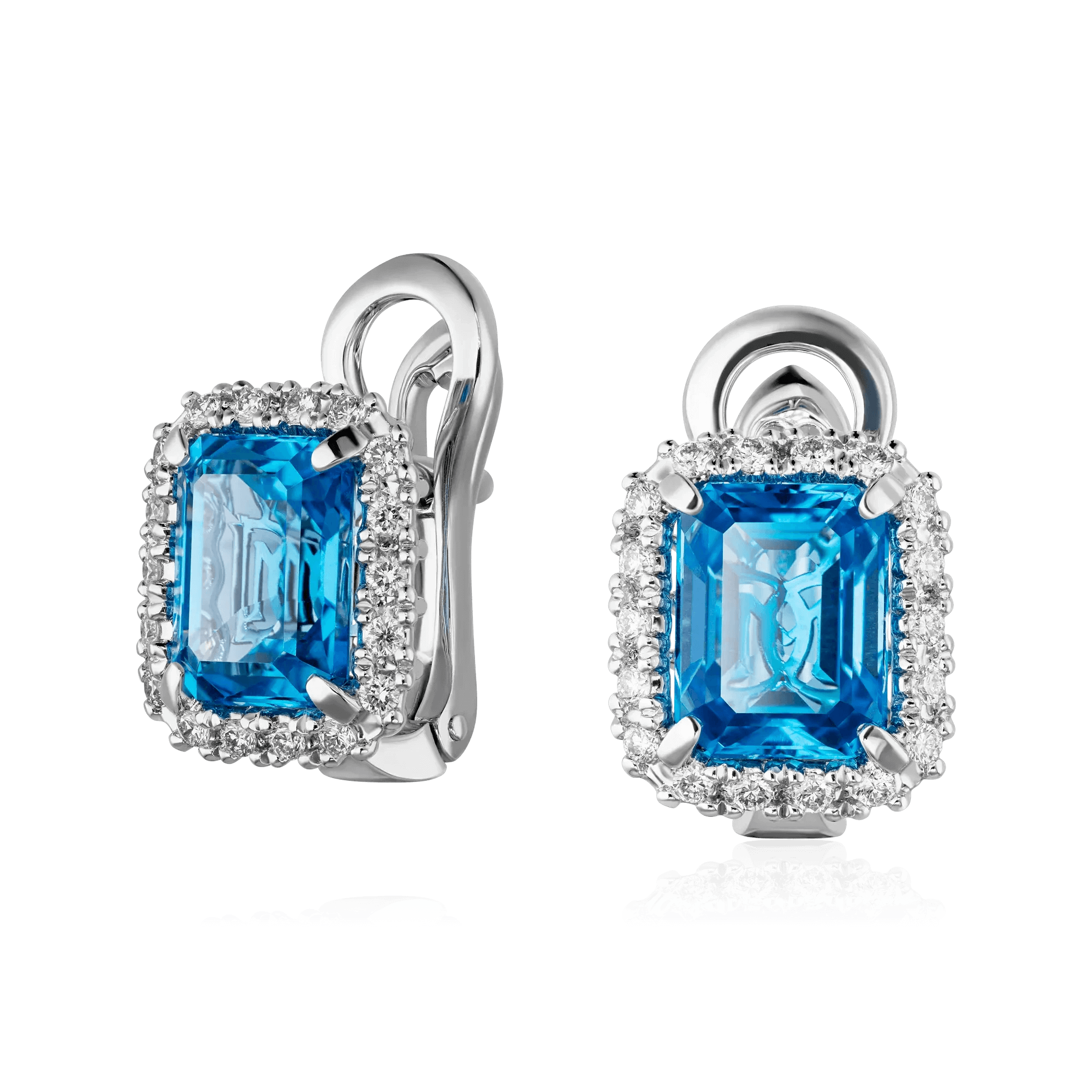 Серьги с топазом, бриллиантами из белого золота 585 пробы, фото № 1