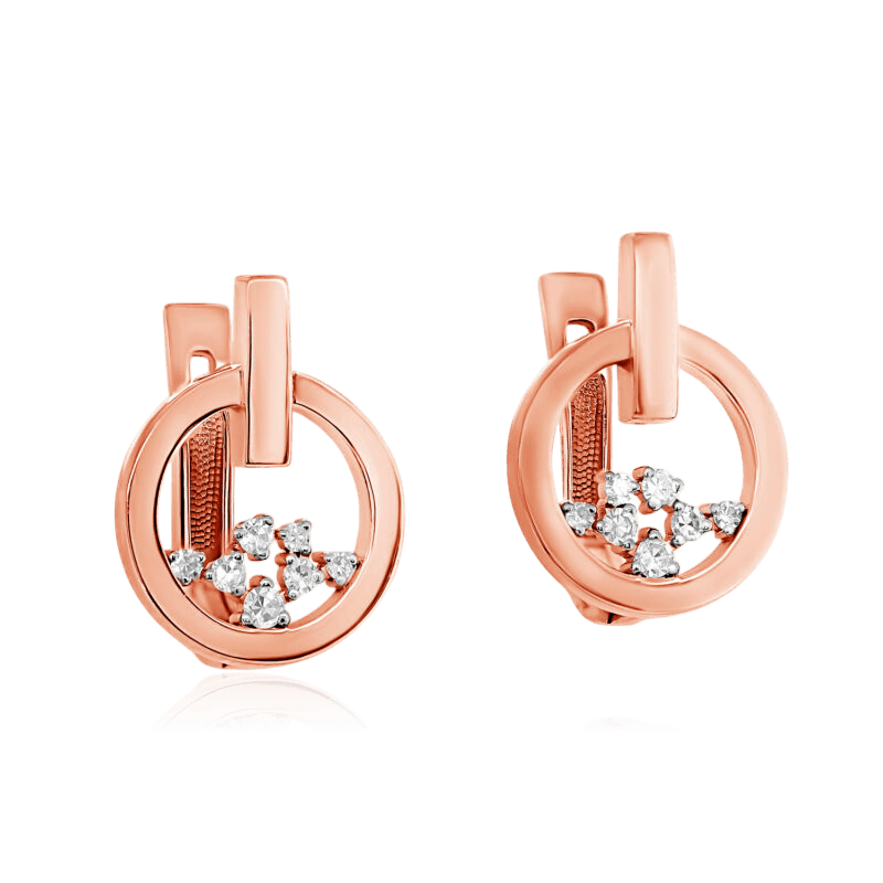 Серьги с бриллиантами из красного золота 585 пробы (арт. 133321)