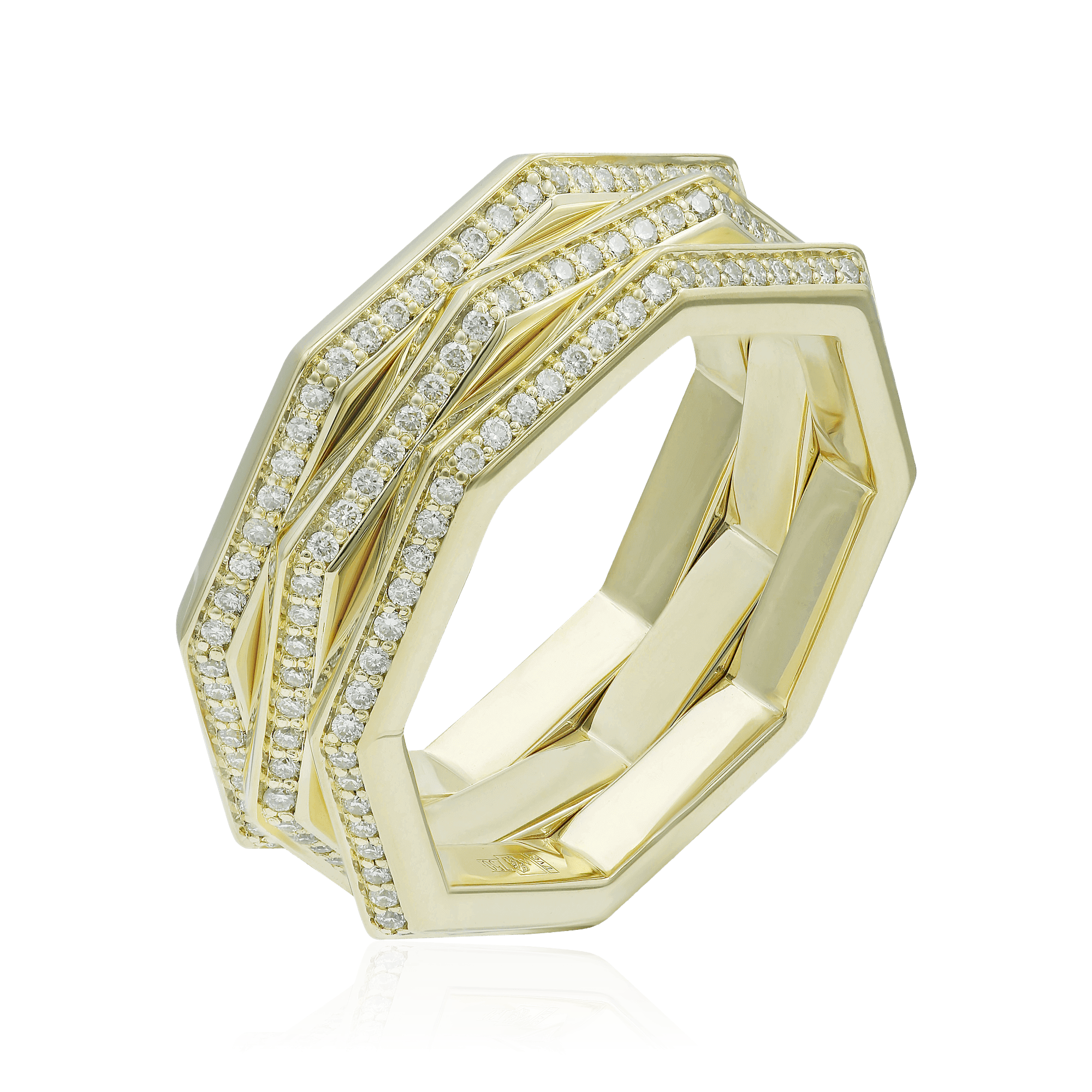 Кольцо с бриллиантами из желтого золота 750 пробы (арт. 100495)
