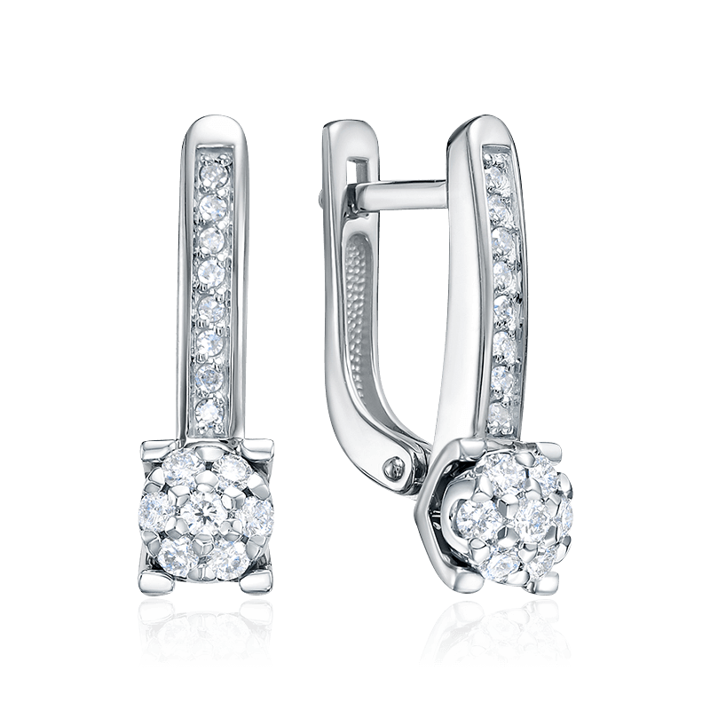 Серьги с бриллиантами из белого золота 585 пробы, фото № 1