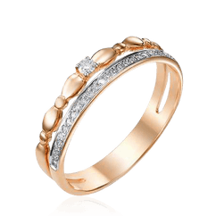 Кольцо с бриллиантами из красного золота 585 пробы из коллекции Trendy (арт. 43199)