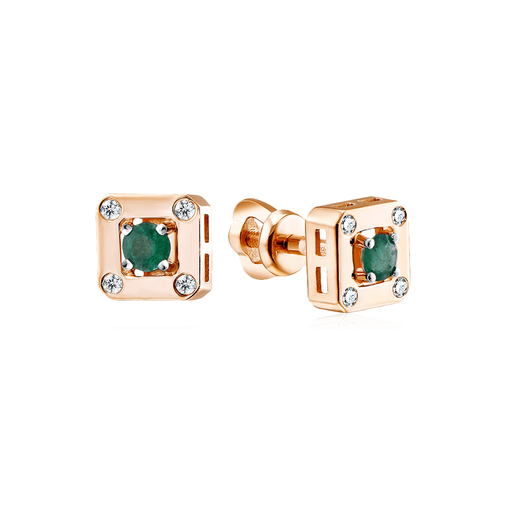 Серьги с бриллиантами, изумрудом из белого золота 585 пробы, фото № 1