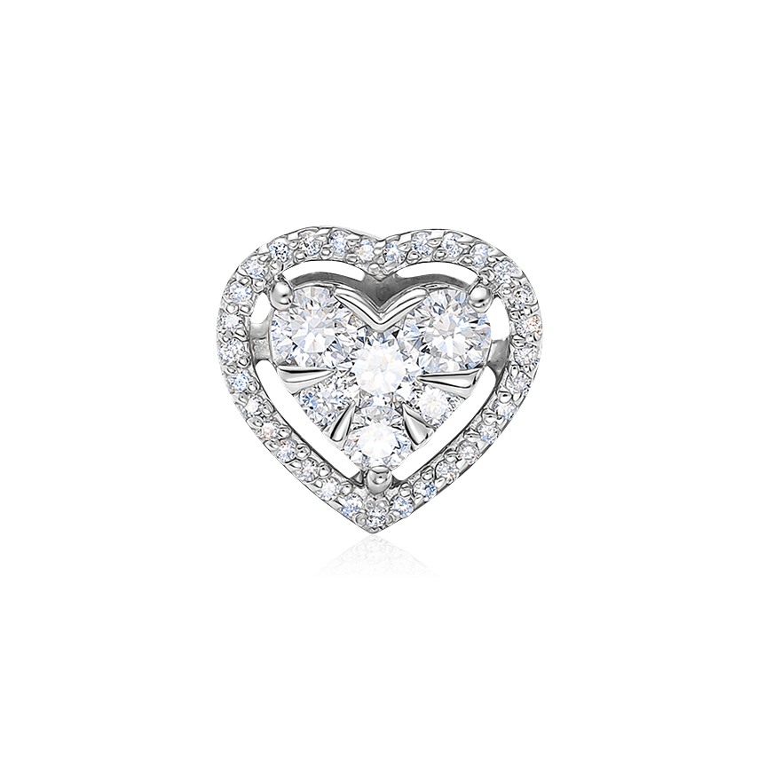 Кулон Сердце с бриллиантами из белого золота 585 пробы, фото № 1