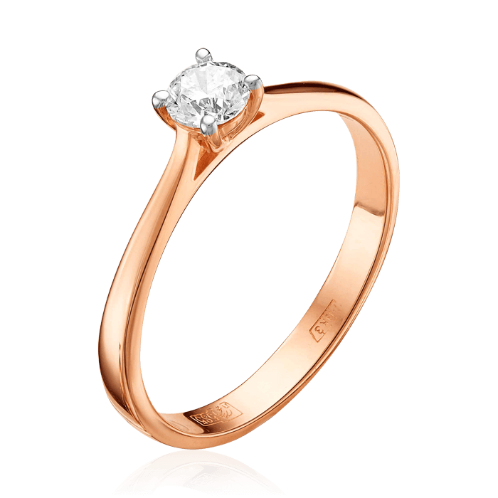 Кольцо с 1 бриллиантом из красного золота 585, фото № 1