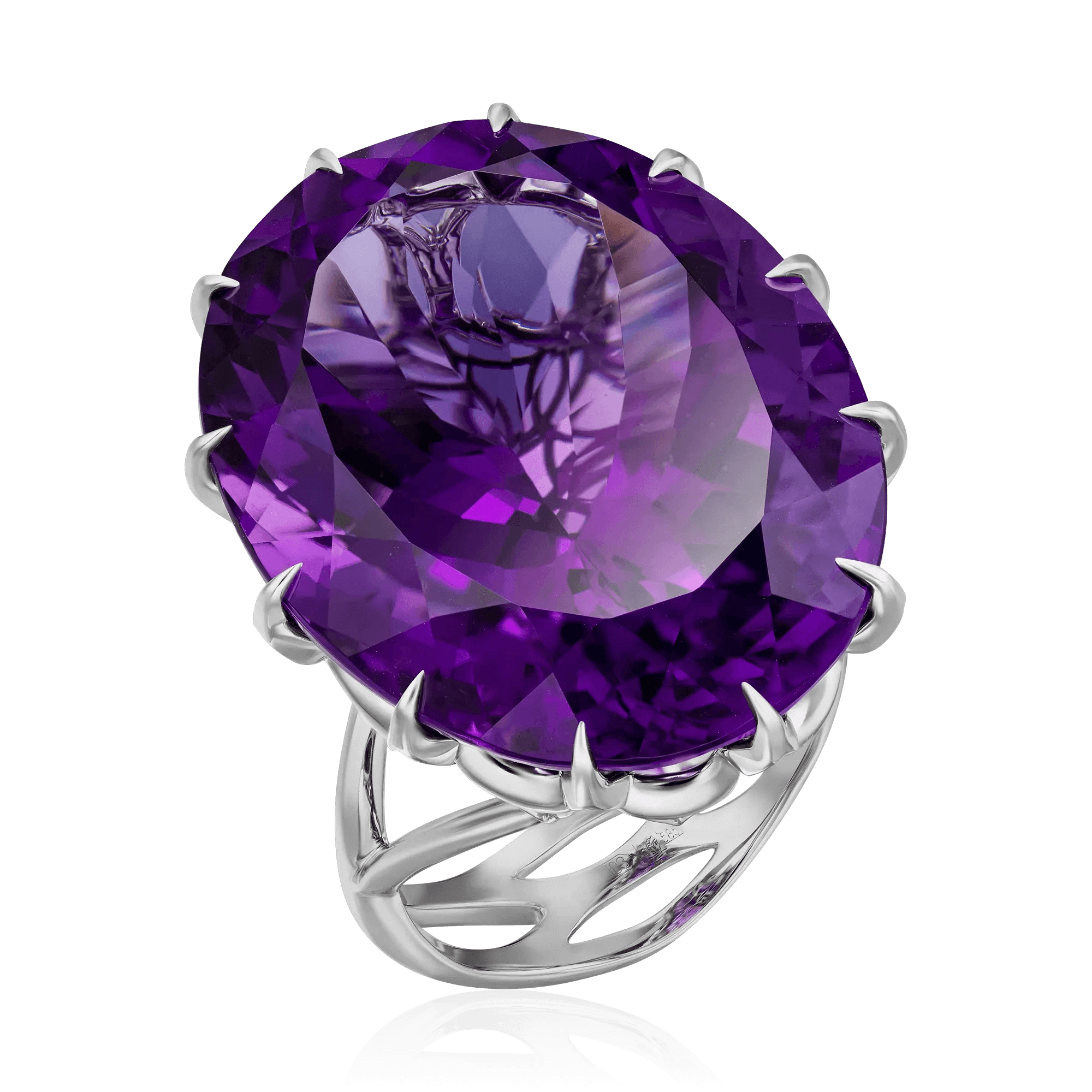 Кольцо с аметистом из белого золота 585 пробы (арт. 127145)