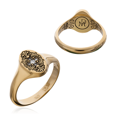 Мужское кольцо с бриллиантами из красного золота 585 пробы (арт. 61900)