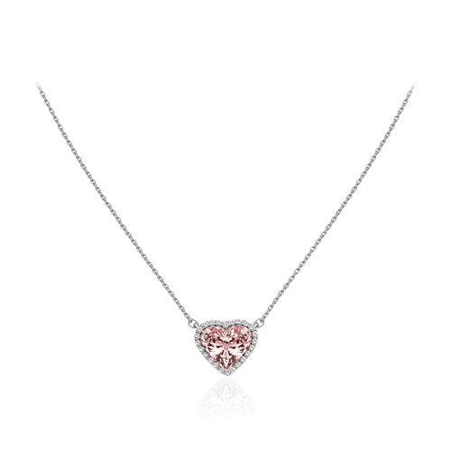 Колье с шпинелью огранки сердце, бриллиантами из белого золота 585 пробы (арт. 98005)
