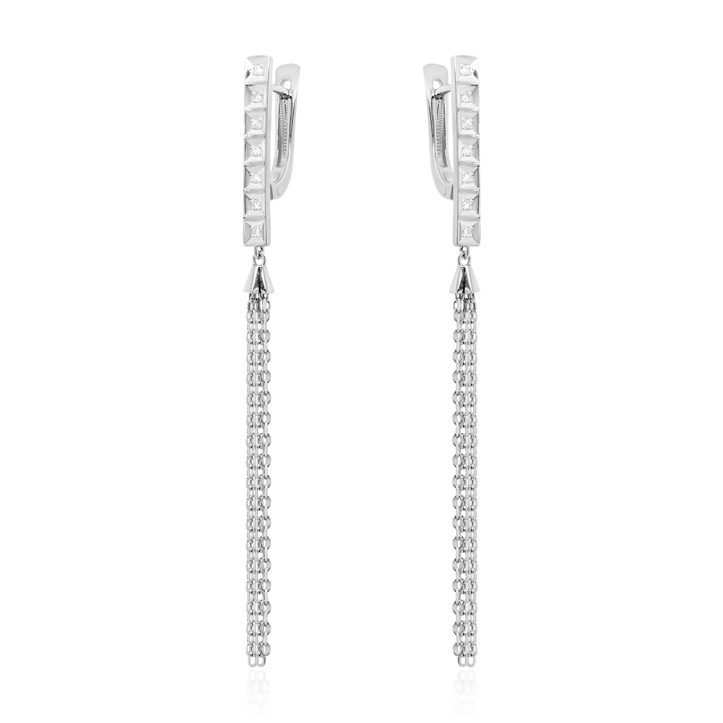 Серьги с бриллиантами из белого золота 585 пробы, фото № 1