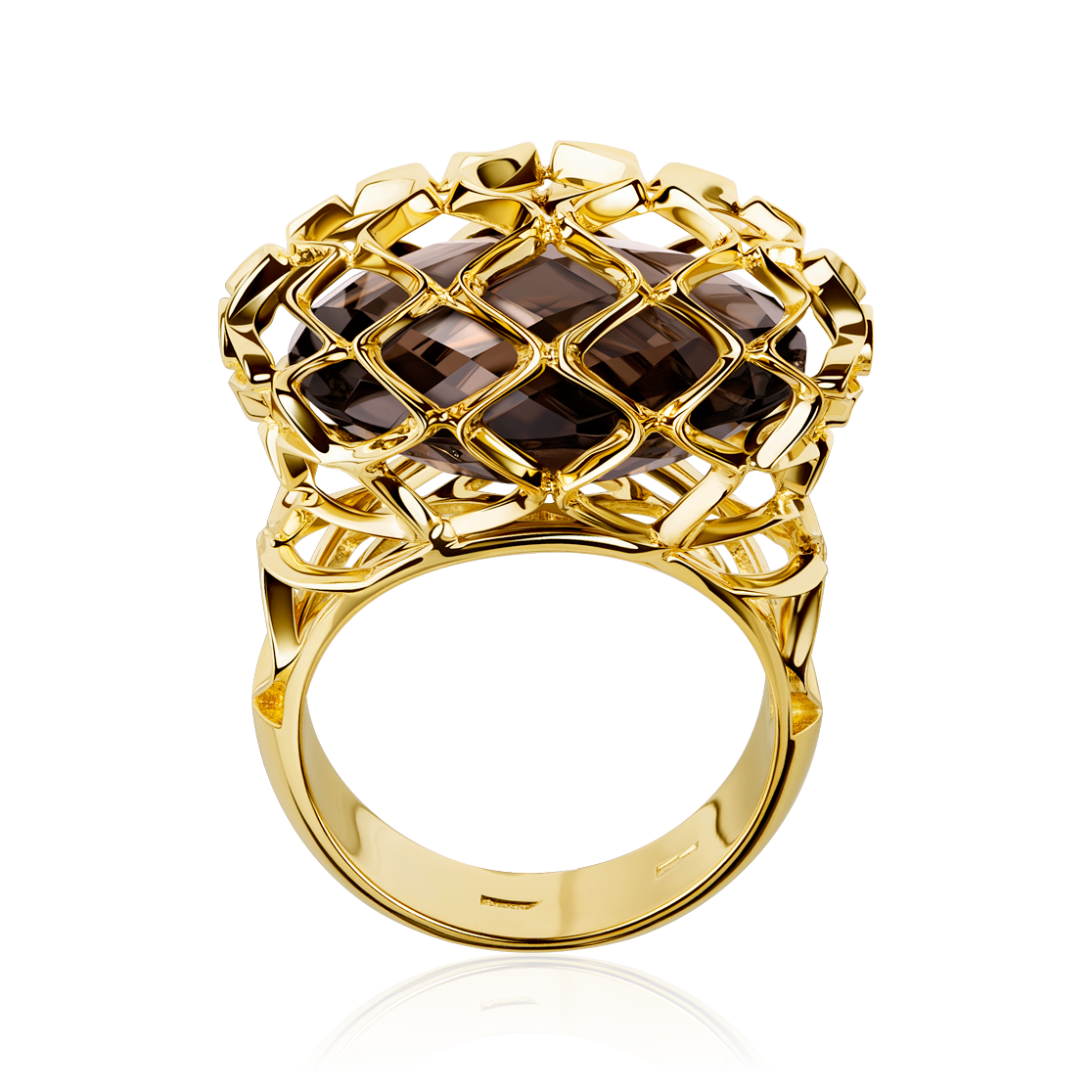 Кольцо с раухтопазом из желтого золота 585 пробы, фото № 2