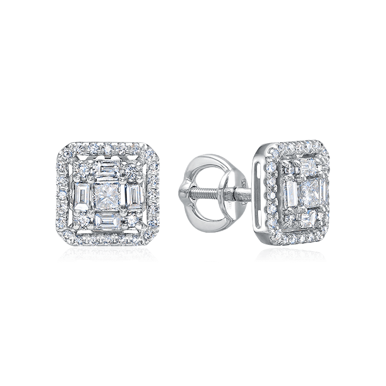 Серьги с бриллиантами из белого золота 585 пробы, фото № 1