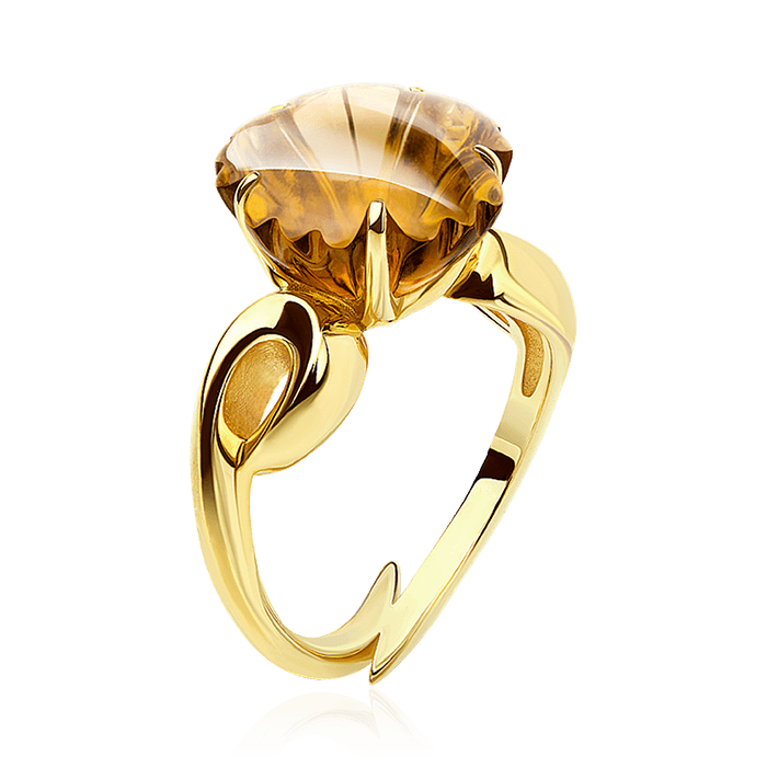 Кольцо с цитрином из желтого золота 585 пробы (арт. 68826)