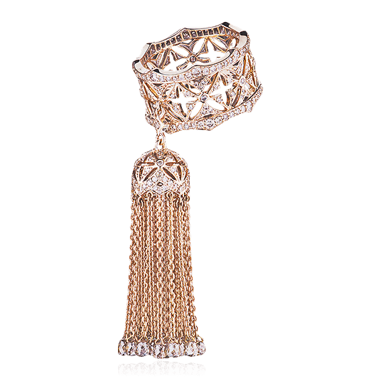 Кольцо кисть с коричневыми бриллиантами из розового золота 750, фото № 1