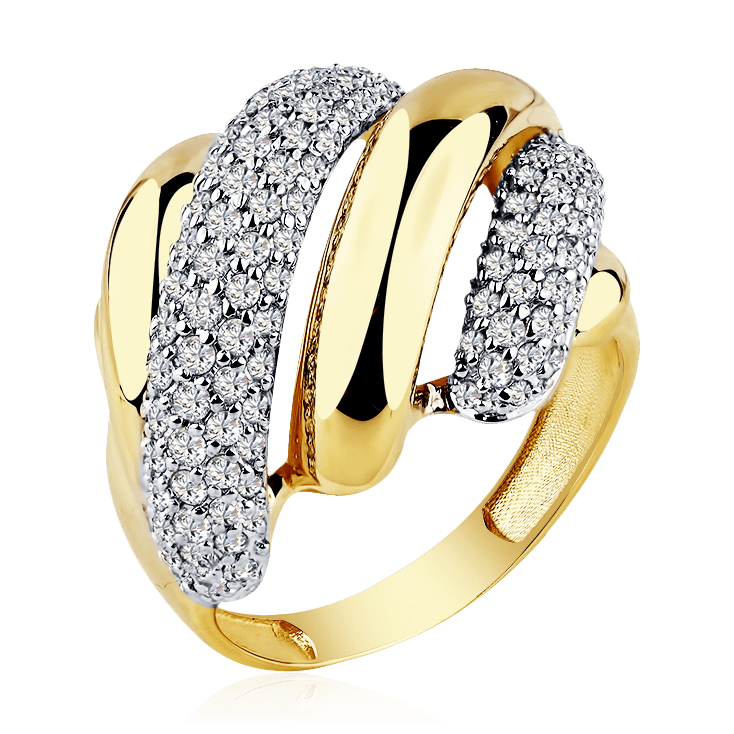 Кольцо с бриллиантами из желтого золота 585 пробы (арт. 92010)