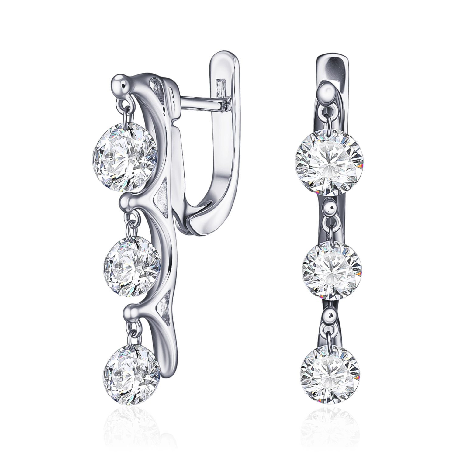Серьги с бриллиантами из белого золота 750 пробы (арт. 133975)