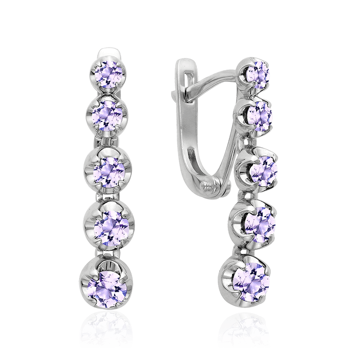 Серьги с танзанитами из белого золота 585 пробы (арт. 79045)