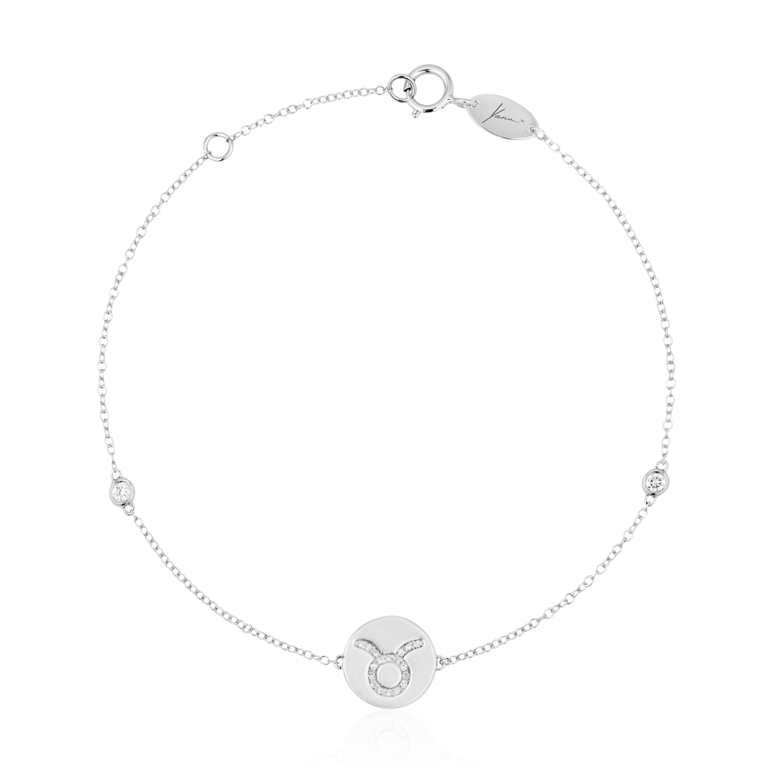 Браслет (знак зодиака - телец) с бриллиантами из белого золота 750 пробы, фото № 1