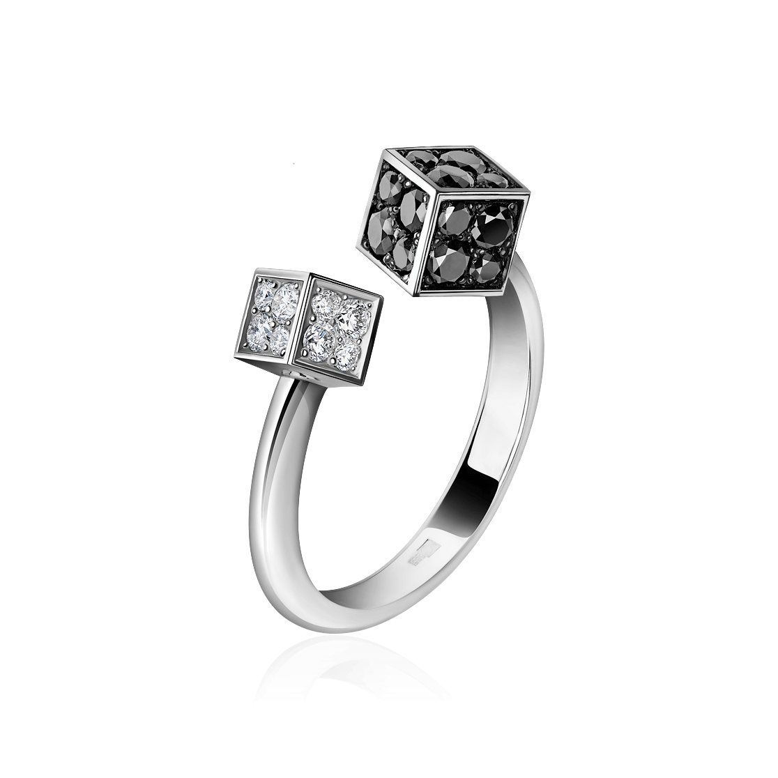 Кольцо Cube с бриллиантами из белого золота 585 пробы, фото № 1