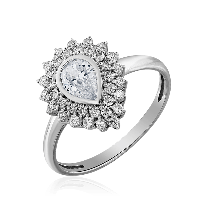 Кольцо с бриллиантами из белого золота 585 (арт. 55427)