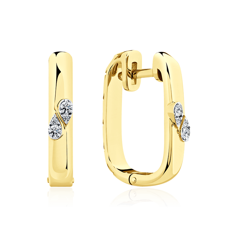 Серьги с бриллиантами из желтого золота 585 пробы (арт. 108335)