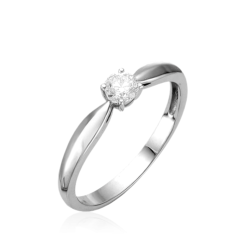 Кольцо с 1 бриллиантом из белого золота 585, фото № 1
