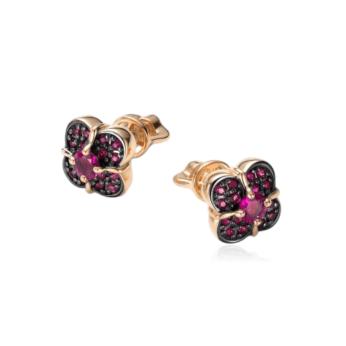 Серьги с рубином из красного золота 585 пробы (арт. 130070)