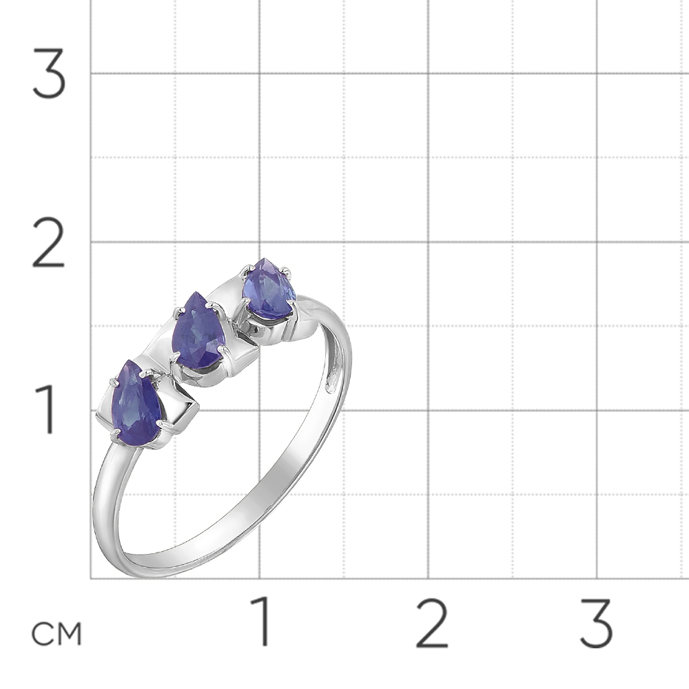 Кольцо с сапфиром из белого золота 585 пробы, фото № 2