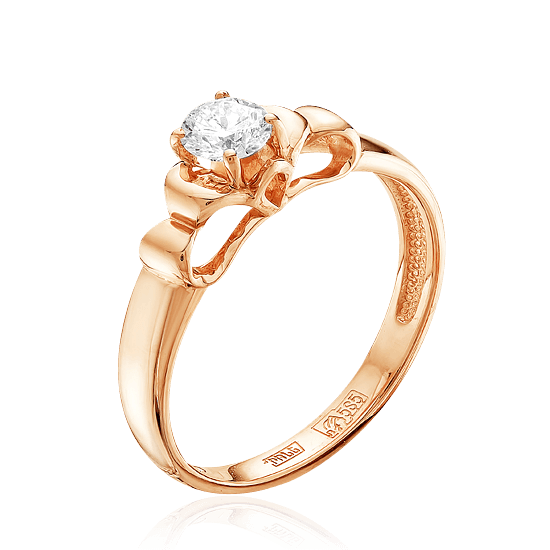 Кольцо с бриллиантами из красного золота 585 (арт. 38534)
