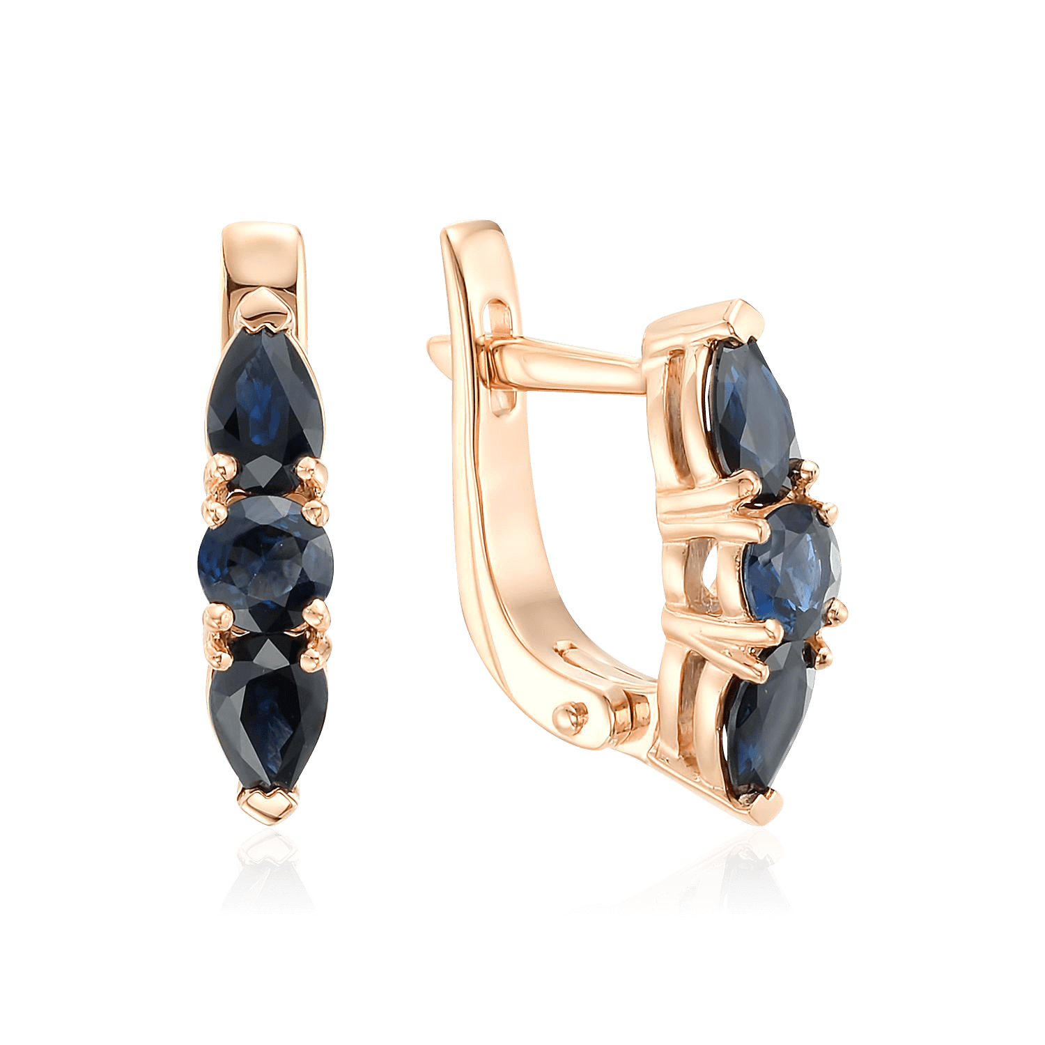 Серьги с сапфиром из красного золота 585 пробы (арт. 111469)