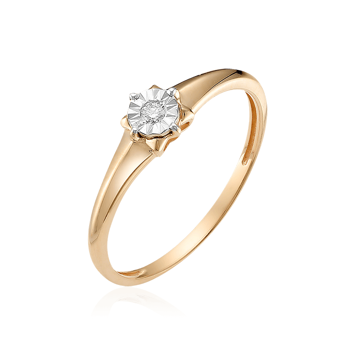 Кольцо с 1 бриллиантом из красного золота 585, фото № 1