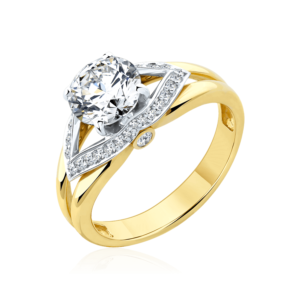 Кольцо с бриллиантом 1.56ct из комбинированного золота 585 пробы (арт. 131539)