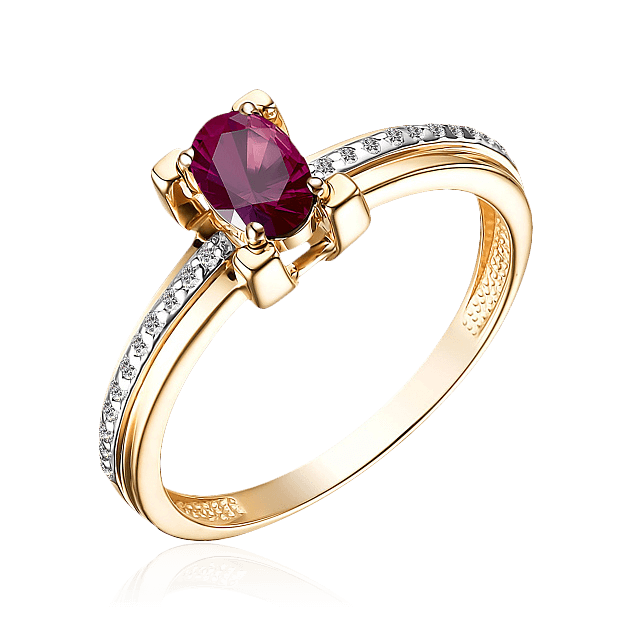 Кольцо с рубином, бриллиантами из красного золота 585 пробы (арт. 101842)