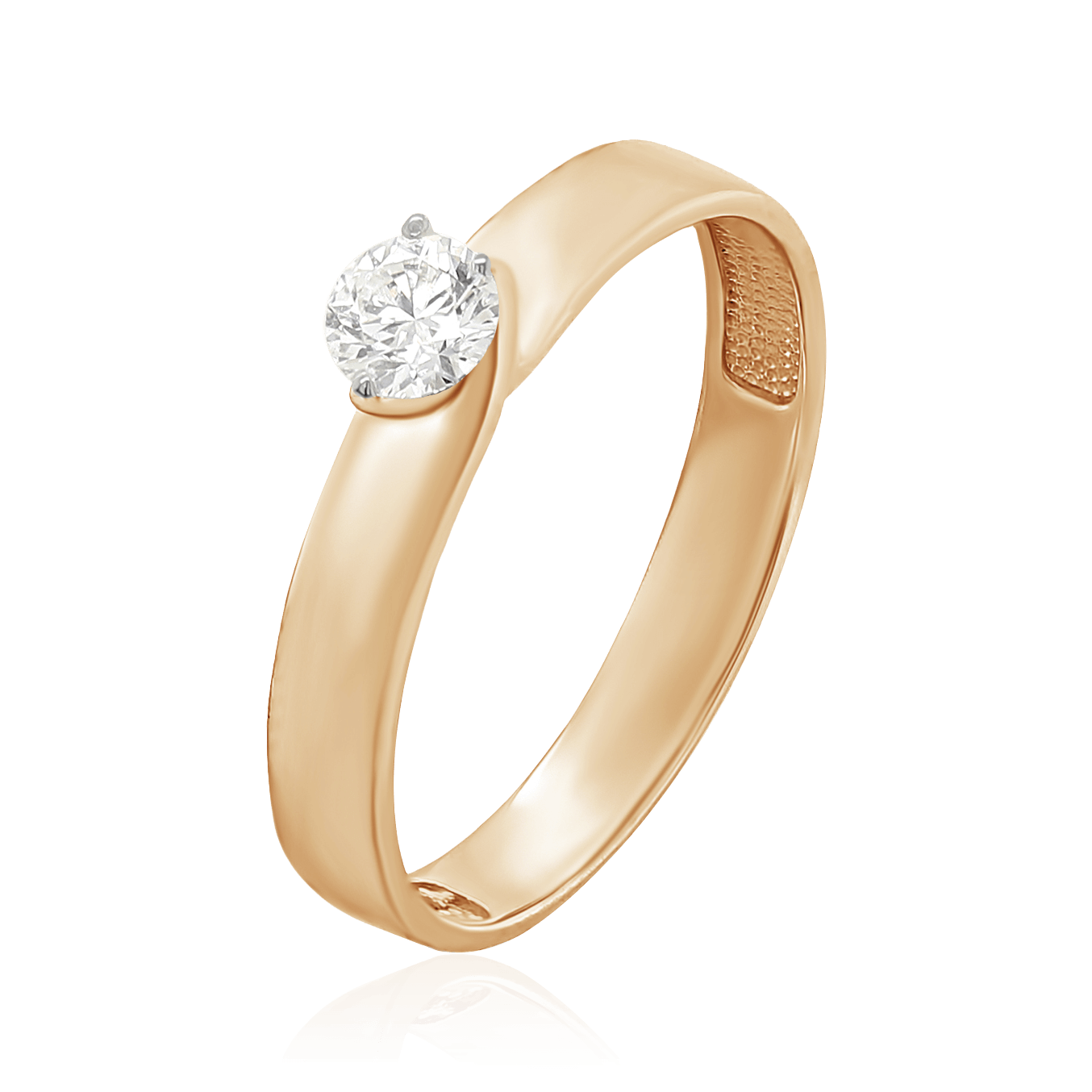 Кольцо с 1 бриллиантом из красного золота 585 пробы (арт. 103995)