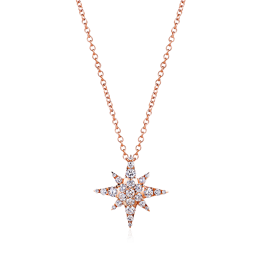 Колье с кулоном в виде звезды с бриллиантами из розового золота 750 пробы (арт. 91666)