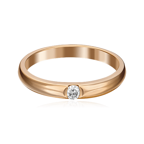Кольцо с 1 бриллиантом из красного золота 585, фото № 1