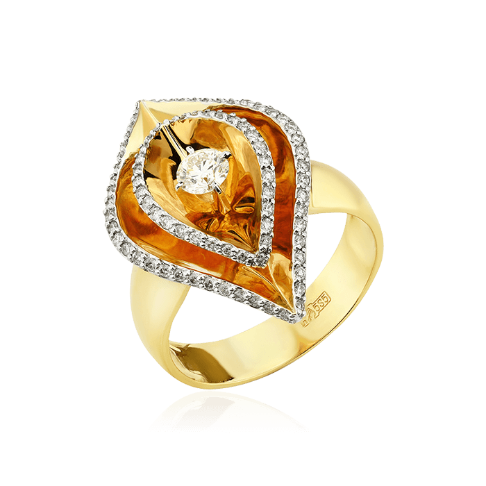 Кольцо с бриллиантами из желтого золота 585 (арт. 78838)