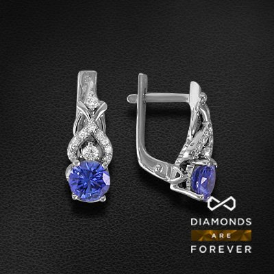 

Серьги с сапфиром, бриллиантами из белого золота 585 пробы