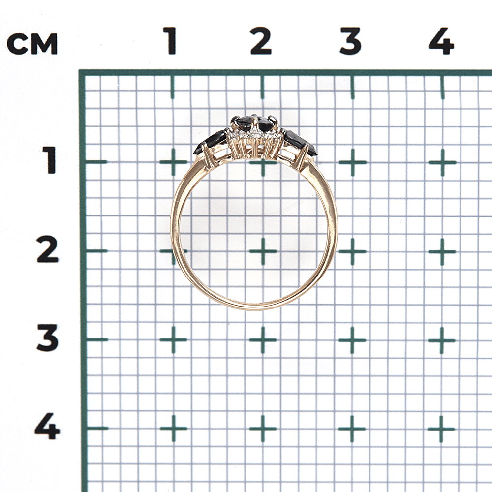 Кольцо с сапфиром, бриллиантами из красного золота 585 пробы, фото № 3