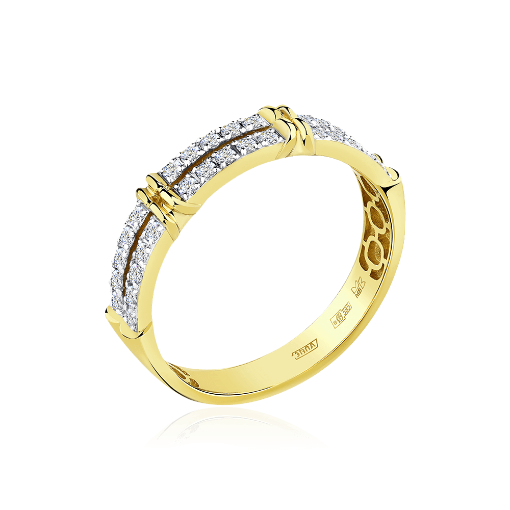 Кольцо с бриллиантами из желтого золота 585 пробы (арт. 102862)