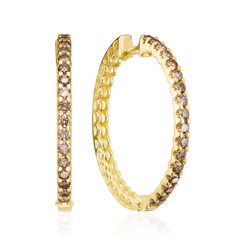 Серьги с бриллиантами из желтого золота 585 пробы (арт. 132293)