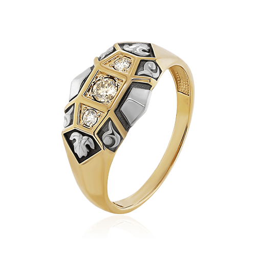 Кольцо с бриллиантами из желтого золота 585 пробы (арт. 95604)