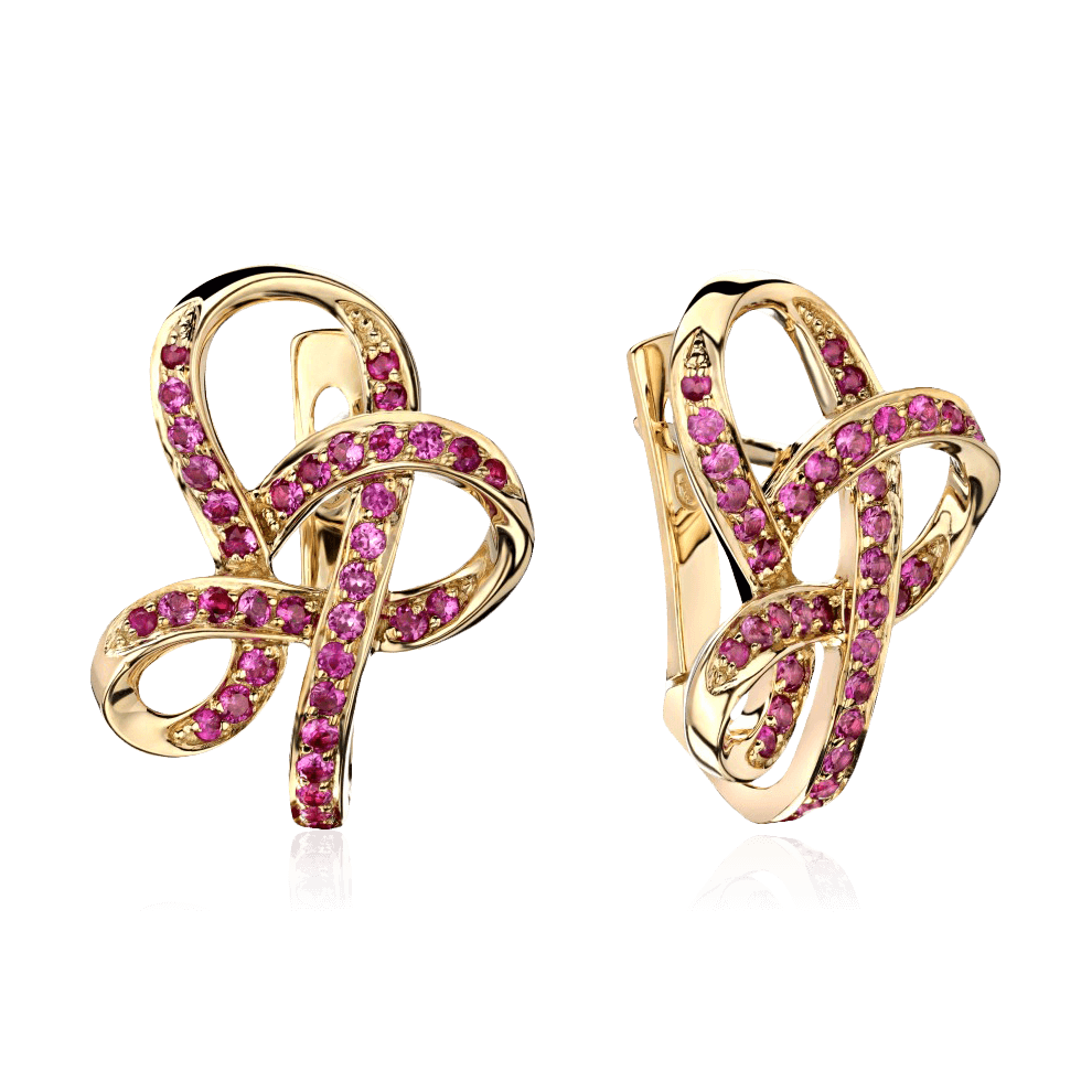 Серьги с рубином из желтого золота 750 пробы (арт. 94041)