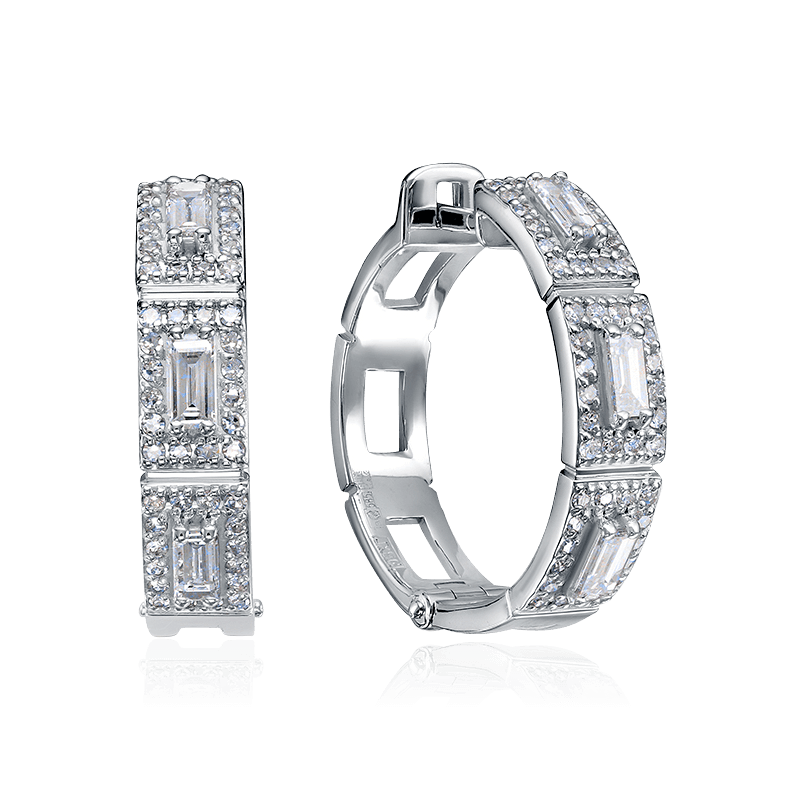 Серьги с бриллиантами из белого золота 585 пробы, фото № 1